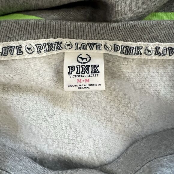 PINK Victoria's Secret Love Graphic Crop High-Rise Sweatpants Joggers Gray M - Picture 5 of 7